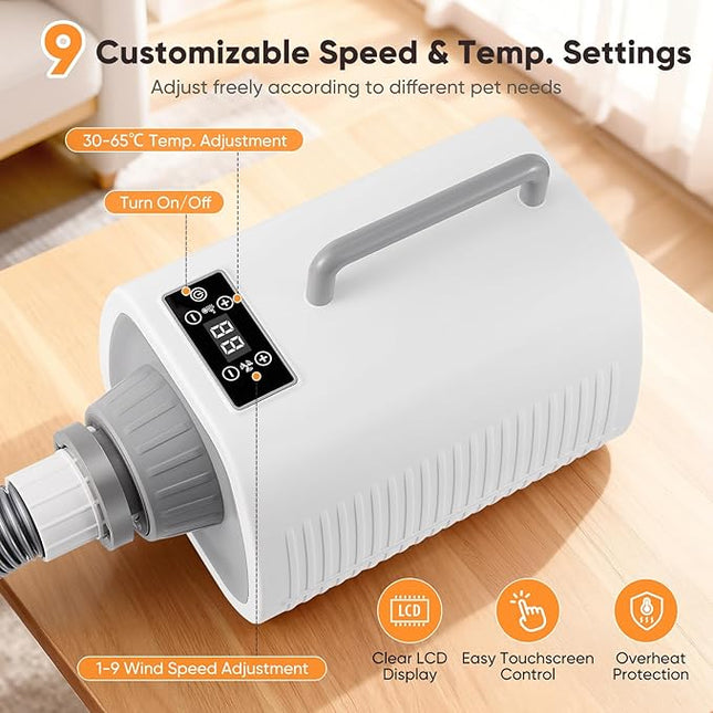 Dog Hair Dryer, Hair Dryer with Adjustable Temperature and Speed, Pet Grooming Set