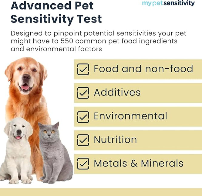 Advanced Allergen Test - At-Home Pet Allergy Test | 550 Items | Quick Results | Non-Invasive Hair Collection | Food, Environment, Nutrient & Mineral Analysis | All Breeds & Ages
