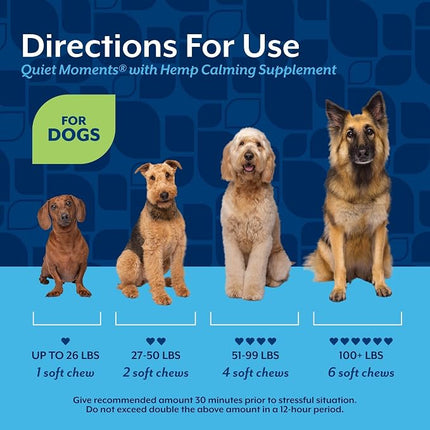 NaturVet Quiet Moments Calming Plus Hemp Dog Supplement - 180 Soft Chews