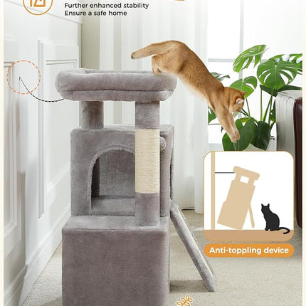 PAWZ Road 30" Cat Tower, Small Cat Tree with 2 Condos for Indoor Cats