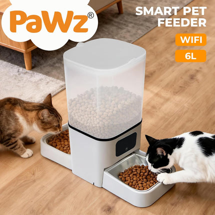 PaWz Automatic Cat Feeder with APP Control,5G WiFi Automatic Dog Feeder,6L Food Large Cat Dispenser for Multiple Pets