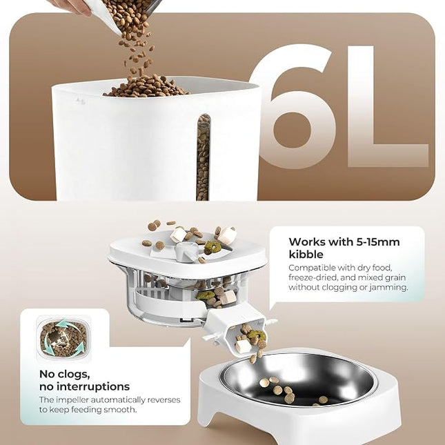 Pet Feeder Automatic Pet Feeder 6L WiFi Auto Dog Cat Food Dispenser 1080P HD Video