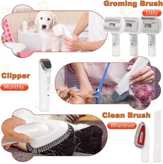 Dog Grooming Kit with Vacuum, All-in-One Pet Grooming Vacuum for Dogs and Cats, Low Noise