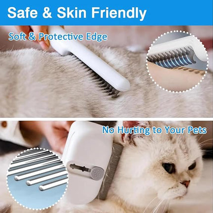 Double-Sided Undercoat Rake for Shedding, Dematting Comb for Cats, Deshedding Dog Brush