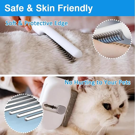 Double-Sided Undercoat Rake for Shedding, Dematting Comb for Cats, Deshedding Dog Brush