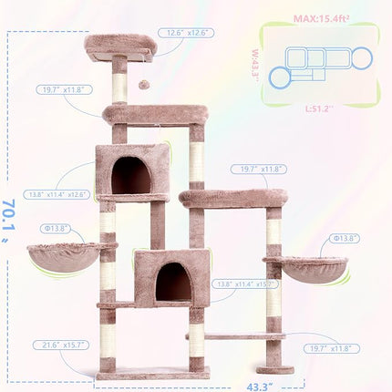 Hey-brother Cat Tree Tower with Stable Extended Base, 3 Platforms, MPJ038MU