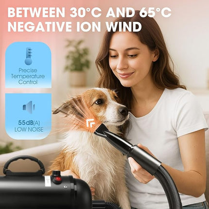 Pet Scene Dog Dryer Blower Vacuum Pet Cat Grooming Kit 4 Nozzles Hairdryer