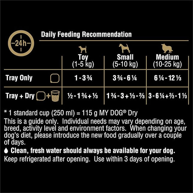 MY DOG Adult Wet Dog Food Chicken Supreme With Cheese Select Toppings 100g Tray, 36 Pack