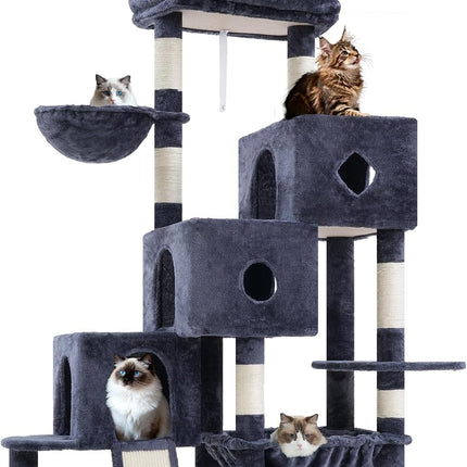Hey-brother Cat Tree Tower with 3 Condos, Step Climbing Pathway MPJ081G