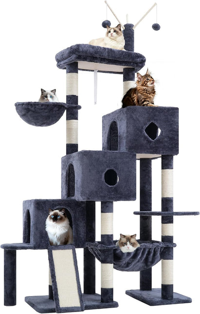 Hey-brother Cat Tree Tower with 3 Condos, Step Climbing Pathway MPJ081G