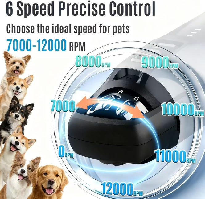 New 6-Speed Dog Nail Grinder - 50% More Power Dog Nail Trimmers with 2 LED Lights