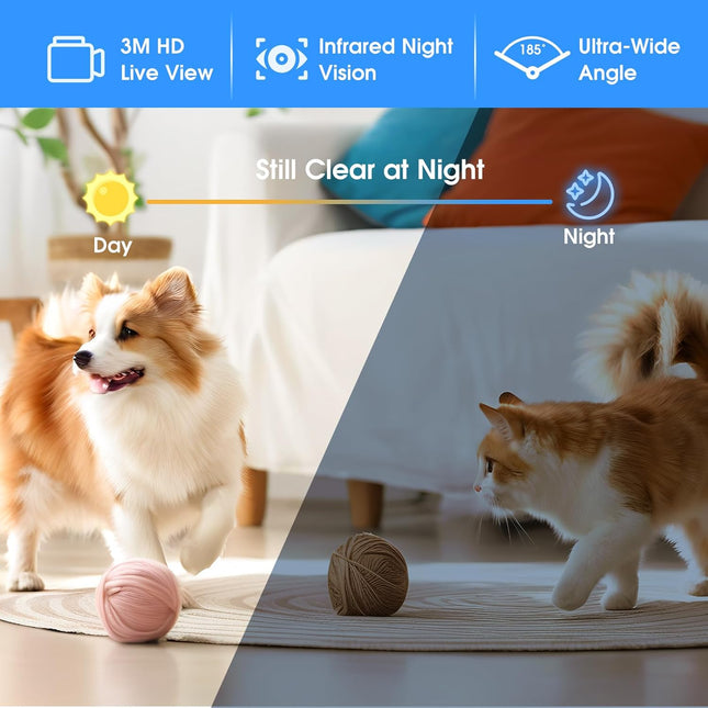 Automatic Cat Feeder with Camera, 6L Smart Food Dispenser for Cats and Dogs，Large Cat Food Storage Container App Control, 1080p HD Video, Two-Way Audio