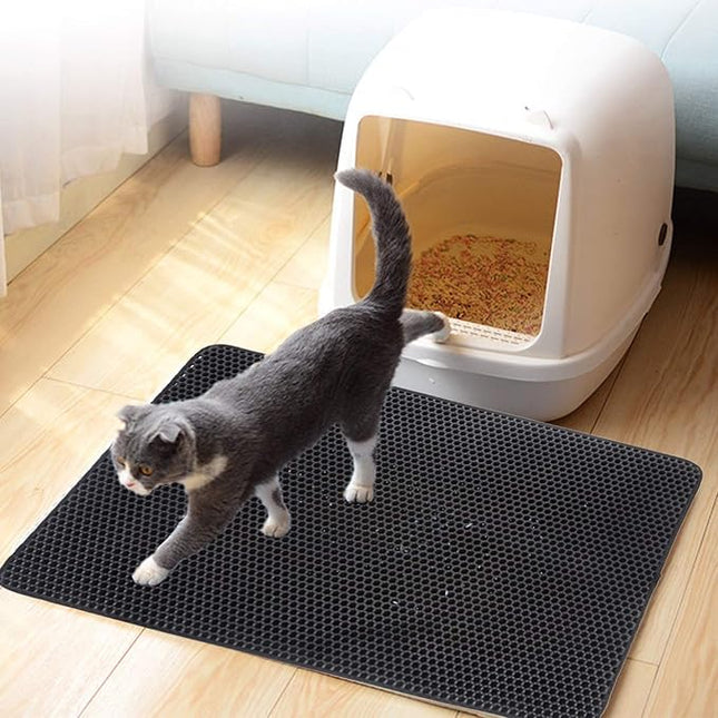 Cat Litter Box Mat Litter Double-Layer Design Waterproof, Soft on Paws Cat Tray Mat (Small)