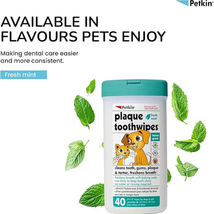 Petkin Pet Toothwipes, 40 Count