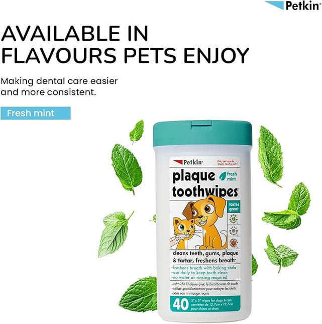 Petkin Pet Toothwipes, 40 Count