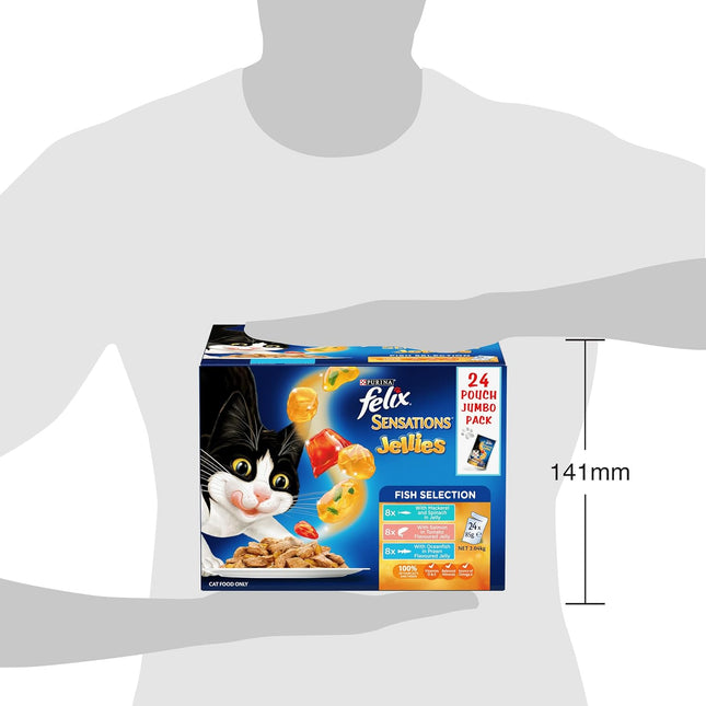 FELIX Adult Sensations Jellies Meat Selection Wet Cat Food, 48x85g