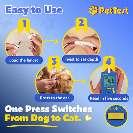 PetTest PetLink+ Expert Glucose Kit for Dogs and Cats, Wireless Adjustable