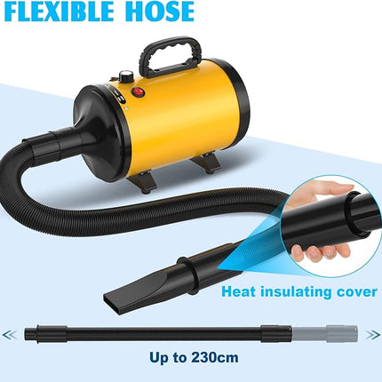 ADVWIN Dog Dryer, Pet Grooming Blow Dryer with Adjustable Speed, High Velocity Dog Hair Dryer with 4 Different Nozzles, Orange