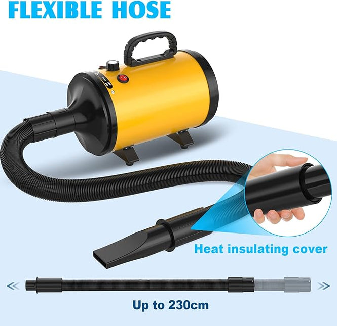 ADVWIN Dog Dryer, Pet Grooming Blow Dryer with Adjustable Speed, High Velocity Dog Hair Dryer with 4 Different Nozzles, Orange