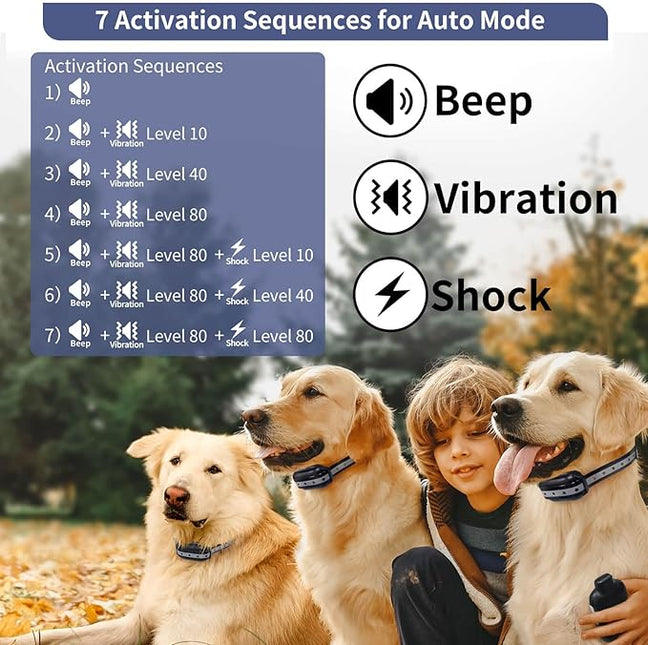 PetJoy 3 Dog Shock Collar for Large Dogs, Automatic Bark Collar with Remote