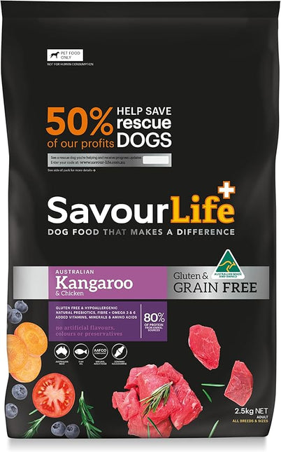 SavourLife Grain Free, Dog Food, Kangaroo & Chicken - High Protein, 2.5kg