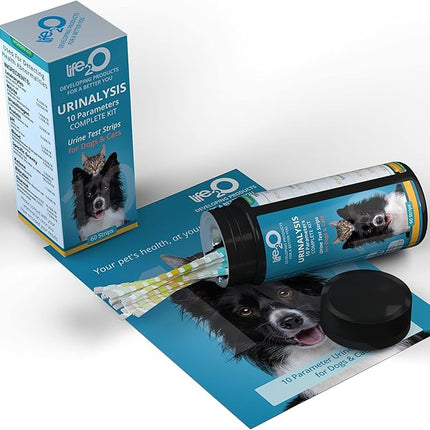 life2O 10-Parameter Cat & Dog Urine Test Strips 60ct, Cat & Dog UTI Test Kit, Diabetes Testing for Diabetic Pets, Urinalysis Reagent Strips: Glucose, Specific Gravity, pH, Ketone, Protein & More.