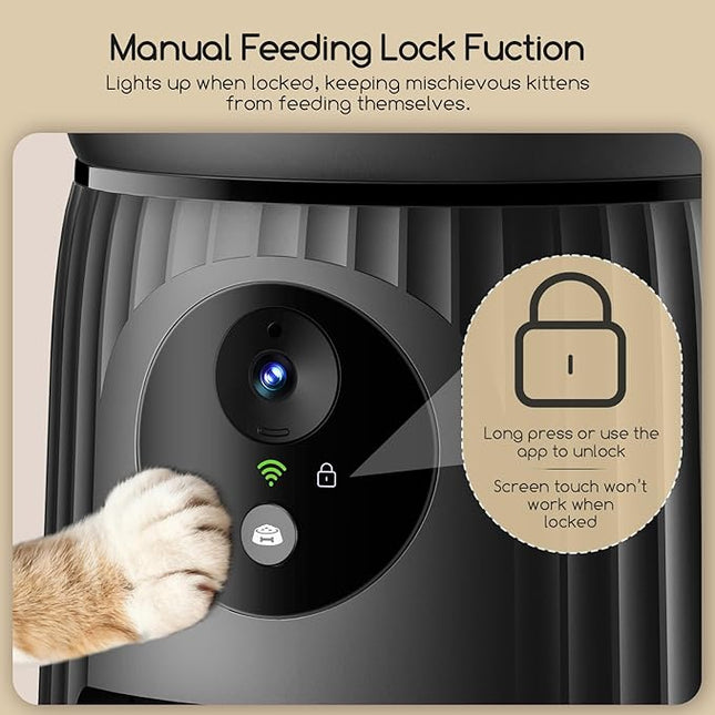 Faroro Automatic Cat Food Dispenser, HD 1080P Camera with Night Vision