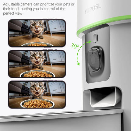 Yuposl Automatic Cat Feeder with Camera, 2L Automatic Cat Feeder, 5G WiFi APP Control, 1080P HD Video