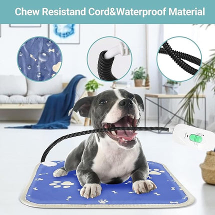 Pet Heating Pad AU Plug, Electric Heating Mat for Dogs Cats 70 x 45 cm Adjustable Electric Pet Mat, Waterproof Warming Mat, Chew Resistant Cable and Removable Crystal Velvet Cover