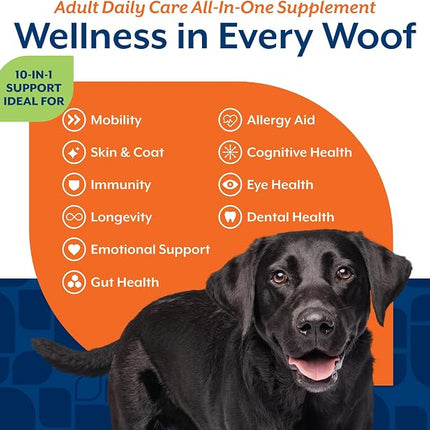 NaturVet All-in-One Adult Dog Daily Care, 10-in-1 Dog Supplement - 120 Count