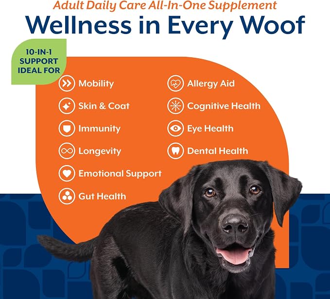 NaturVet All-in-One Adult Dog Daily Care, 10-in-1 Dog Supplement - 120 Count