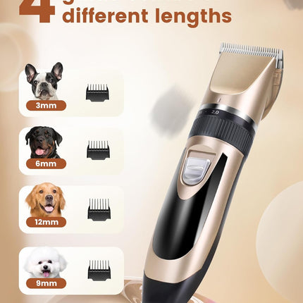 PAPMINI 2 in 1 Dog Grooming Kit, Low Noise Rechargeable Dog Clippers for Grooming