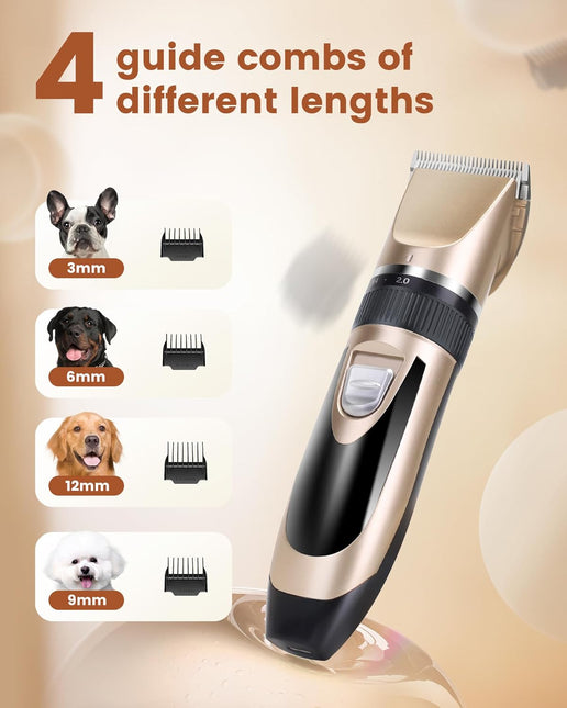 PAPMINI 2 in 1 Dog Grooming Kit, Low Noise Rechargeable Dog Clippers for Grooming