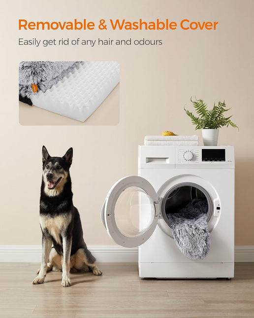 Feandrea Dog Bed, XL Orthopaedic Dog Sofa Bed for Medium and Large Dogs, Waterproof Ped Bed with Removable Washable Cover, 106 x 76 x 19 cm, Light Gray PGW233G01V1