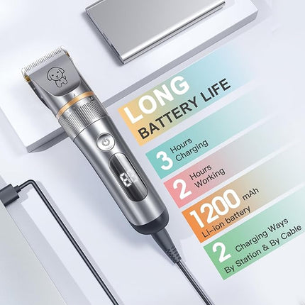Cat Clippers,Pet Hair Trimmer Quiet Cat Clippers Grooming Kit with Comb 5 Speed Cat Shavers for Matted Long Hair