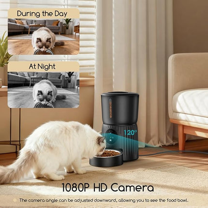 Faroro Automatic Cat Food Dispenser, HD 1080P Camera with Night Vision