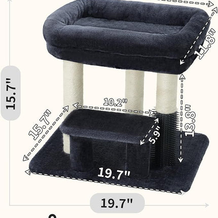 Heybly Cat Scratching Post with Grooming Brush & Gentle Step, HSP001SG | Smoky Gray