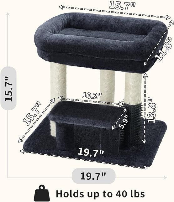 Heybly Cat Scratching Post with Grooming Brush & Gentle Step, HSP001SG | Smoky Gray