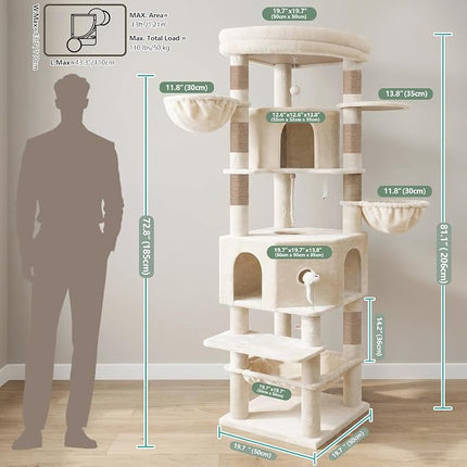 Cat Tree, 81.1" Skyward Corner Cat Tower for Large Cats VCT031MJ