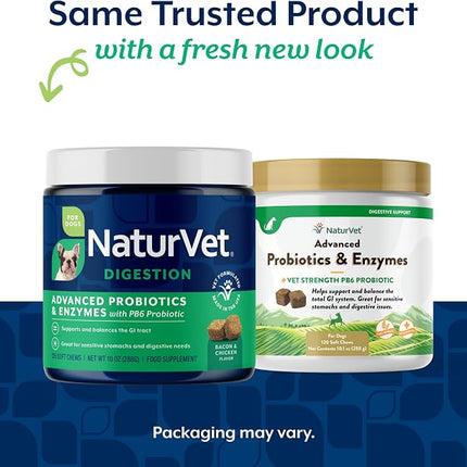 NaturVet Advanced Probiotics & Enzymes Dog Supplement - 120 Soft Chews