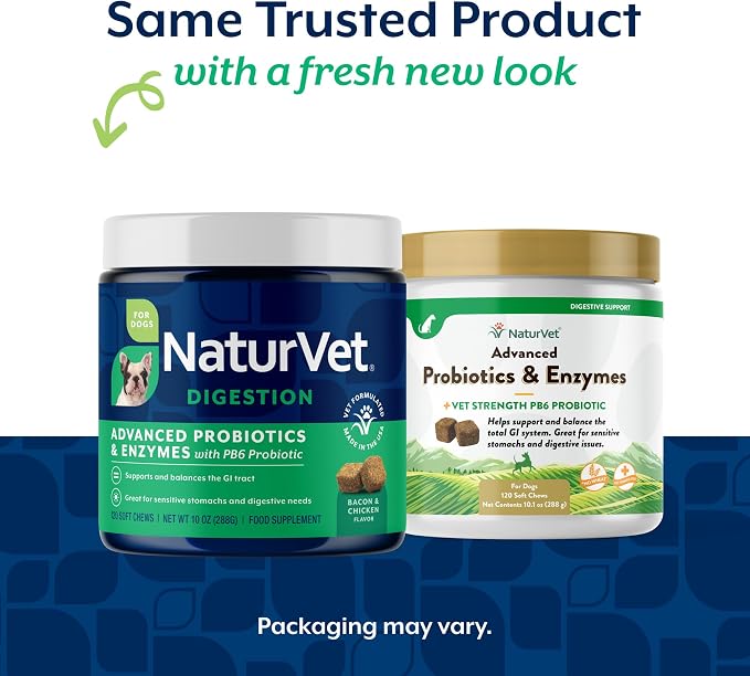 NaturVet Advanced Probiotics & Enzymes Dog Supplement - 120 Soft Chews