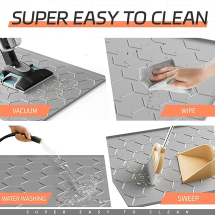 Bulkniu Large Silicone Cat Litter Mat, Waterproof/Urineproof, Litter Recycling, Easy to Clean, Soft on Kitty Paw (22"X34"- Grey)