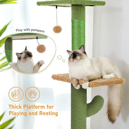 PAWZ Road Cactus Floor-to-Ceiling Cat Tree 5-Tier Cat Tower with Hammock