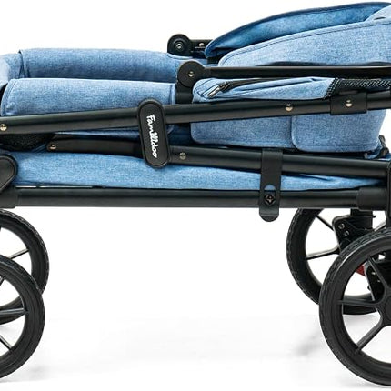 Familidoo Q1 2.0 Multi-Use Wagon Stroller – Ultra Lightweight Folding Wagon for Kids & Pets - All-Terrain Wheels, Includes Canopy, Mosquito Net & Rain Cover (Denim Blue)