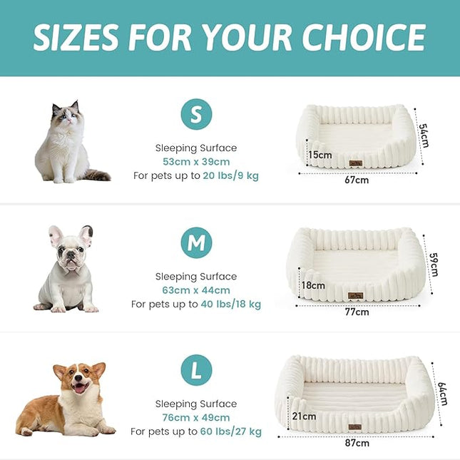 COZY KISS Orthopedic Dog Bed for Small Dogs & Medium Dogs (Cream, 76x58x18 cm)