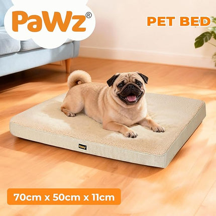 PaWz Dog Bed Mattress for Crate,Soft Sherpa Pet Bed for Medium Dogs,Washable Dog Mattress Mat with Removable Cover,Non-Slip Base,Waterproof Liner,White