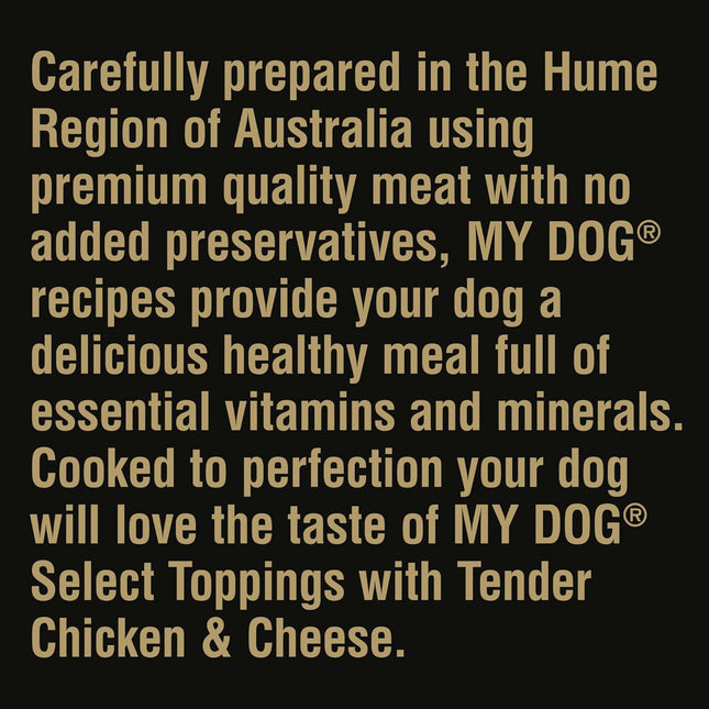 MY DOG Adult Wet Dog Food Chicken Supreme With Cheese Select Toppings 100g Tray, 36 Pack