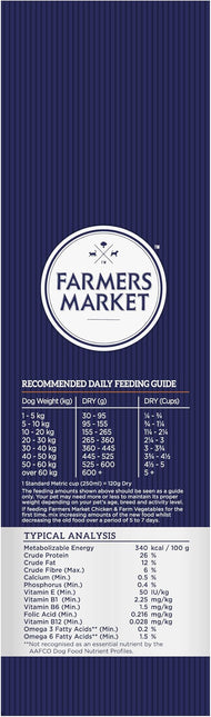 Farmer's Market Chicken and Farm Vegetables Adult Dry Dog Food 2.7kg - Made with Real Australian Meat & Vegetables for Complete Nutrition, Supports Muscle, Skin & Coat Health