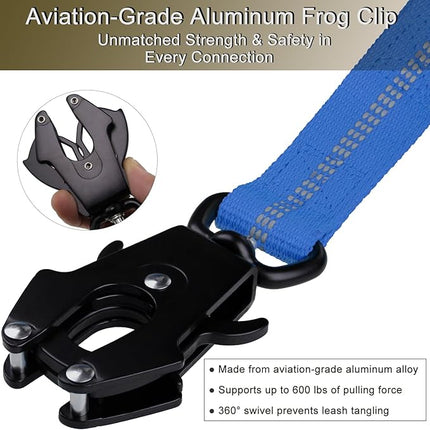 STAVAN Dog Leash for Large Dogs, 4-6FT Heavy Duty No Pull Bungee Shock Absorbing Tactical Leash with 2 Padded Handles, Quick Release Carabiner & Seatbelt Clip (Blue)