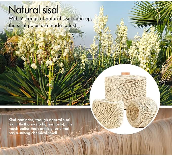 BEASTIE Cat Tree 141cm Tall, Multi-Level Wood Scratching Post Tower with Scratcher, Beige Colour